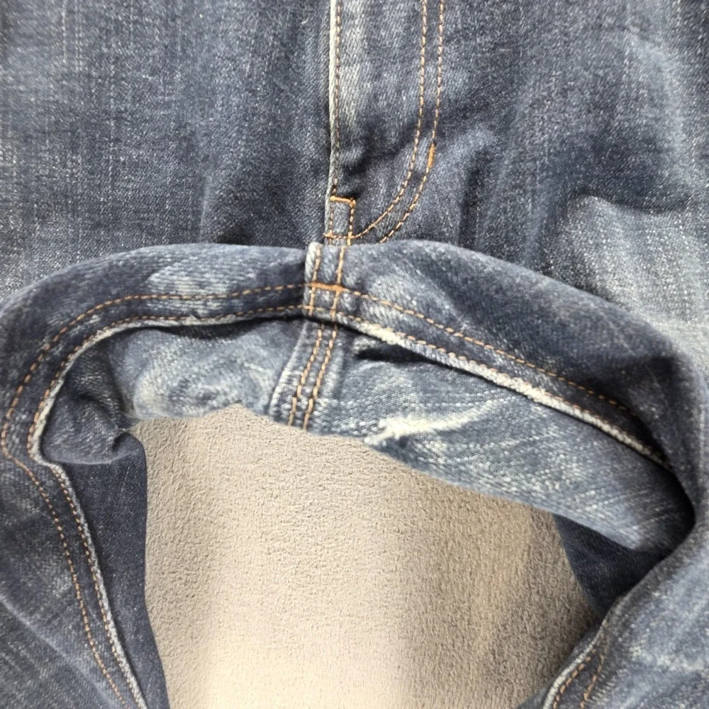 Selvedge Jeans Mens Blue SPAO Medium Wash‎ Zip Fly Whiskers Tapered Fits 32x30